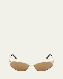 Pucci Geometric Metal & Acetate Rectangle Sunglasses