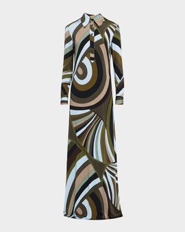 Pucci Iride-Print Jersey Long-Sleeve Maxi Shirtdress