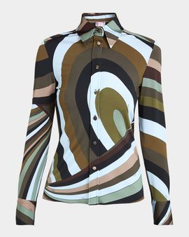 Pucci Iride Jersey Button-Down Shirt