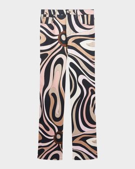 Pucci Marmo-Print Gabardine Stretch Wide-Leg Pants