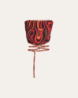 Pucci Marmo-Print Shibori Laced Crop Top