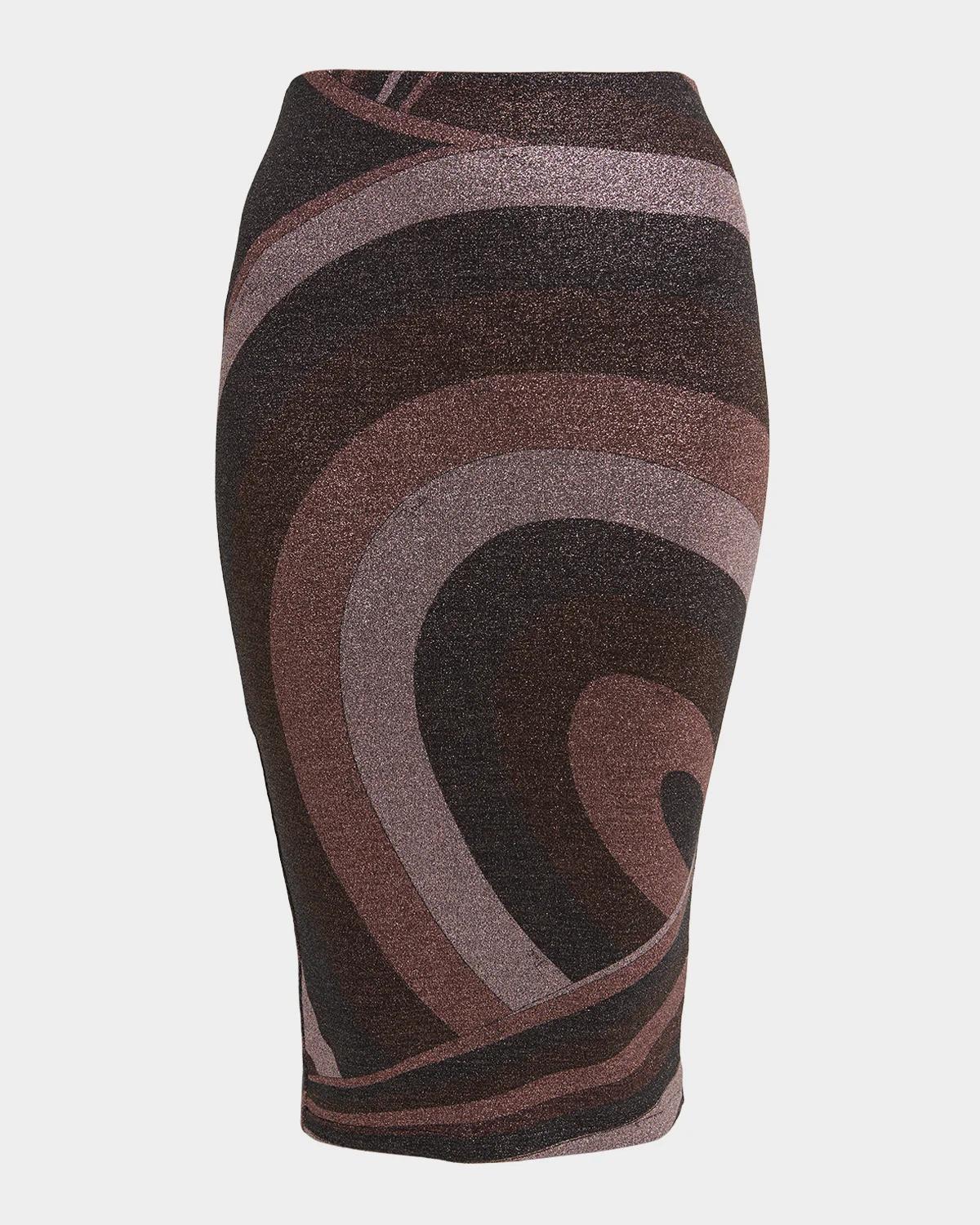 Pucci Metallic Jersey Knee-Length Skirt