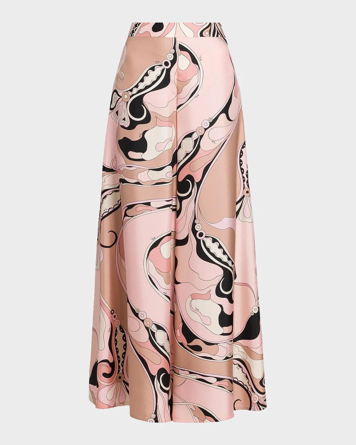 Pucci Orchidee-Print Silk Twill Wide-Leg Pants