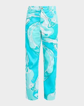 Pucci Orchidee-Print Straight-Leg Cotton Pants