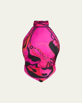 Pucci Orchidee Silk Twill Scarf Halter Top