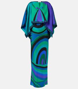 Pucci Pucci Iride silk twill maxi dress and cape set