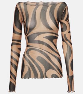 Pucci Pucci Marmo semi-sheer tulle top