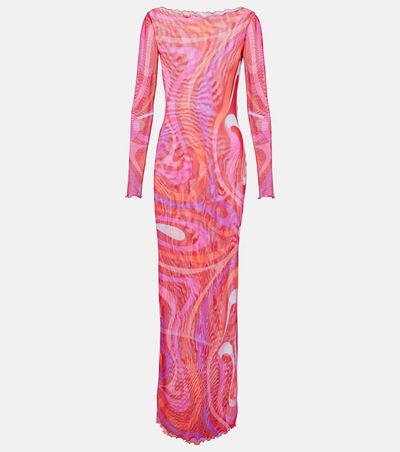 pucci marmo sheer tulle maxi dress Emilio Pucci Marmo Tulle Maxi Dress - Multicoloured
