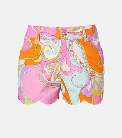 Pucci Pucci Orchidee scalloped cotton shorts