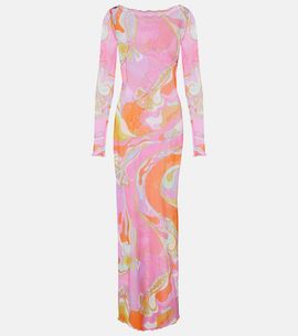 Pucci Pucci Orchidee sheer tulle maxi dress