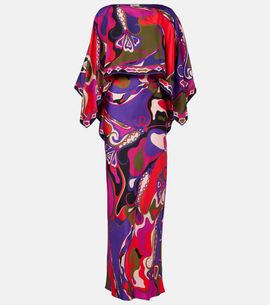 Pucci Pucci Orchidee silk slip dress and cape set