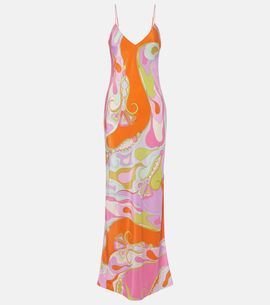 Pucci Pucci Orchidee silk twill maxi dress