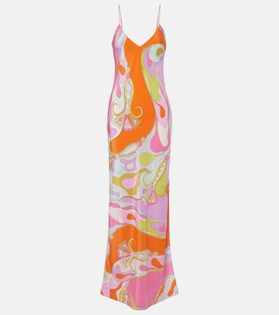 Pucci Pucci Orchidee silk twill maxi dress