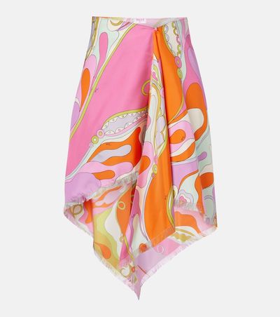Pucci Pucci Orchidee silk twill midi skirt