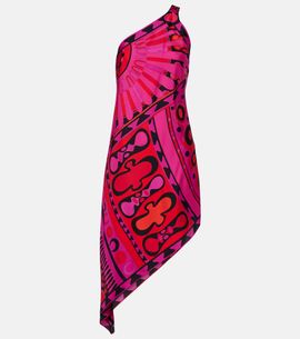 Pucci Pucci Soleil asymmetric silk twill midi dress