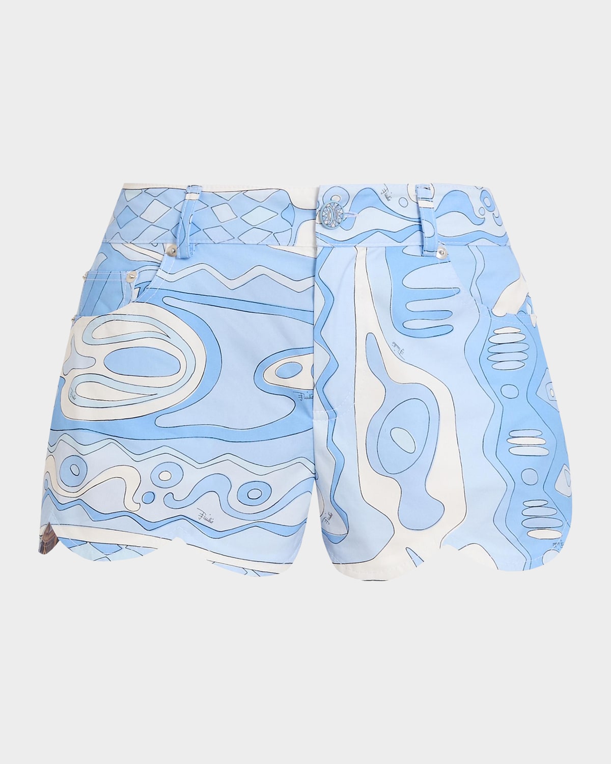 Pucci Tela Printed Cotton Scalloped Shorts