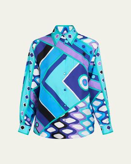 Pucci Vivara-Print Silk Twill Button-Down Shirt