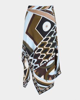 Pucci Vivara Silk Twill Midi Scarf Skirt