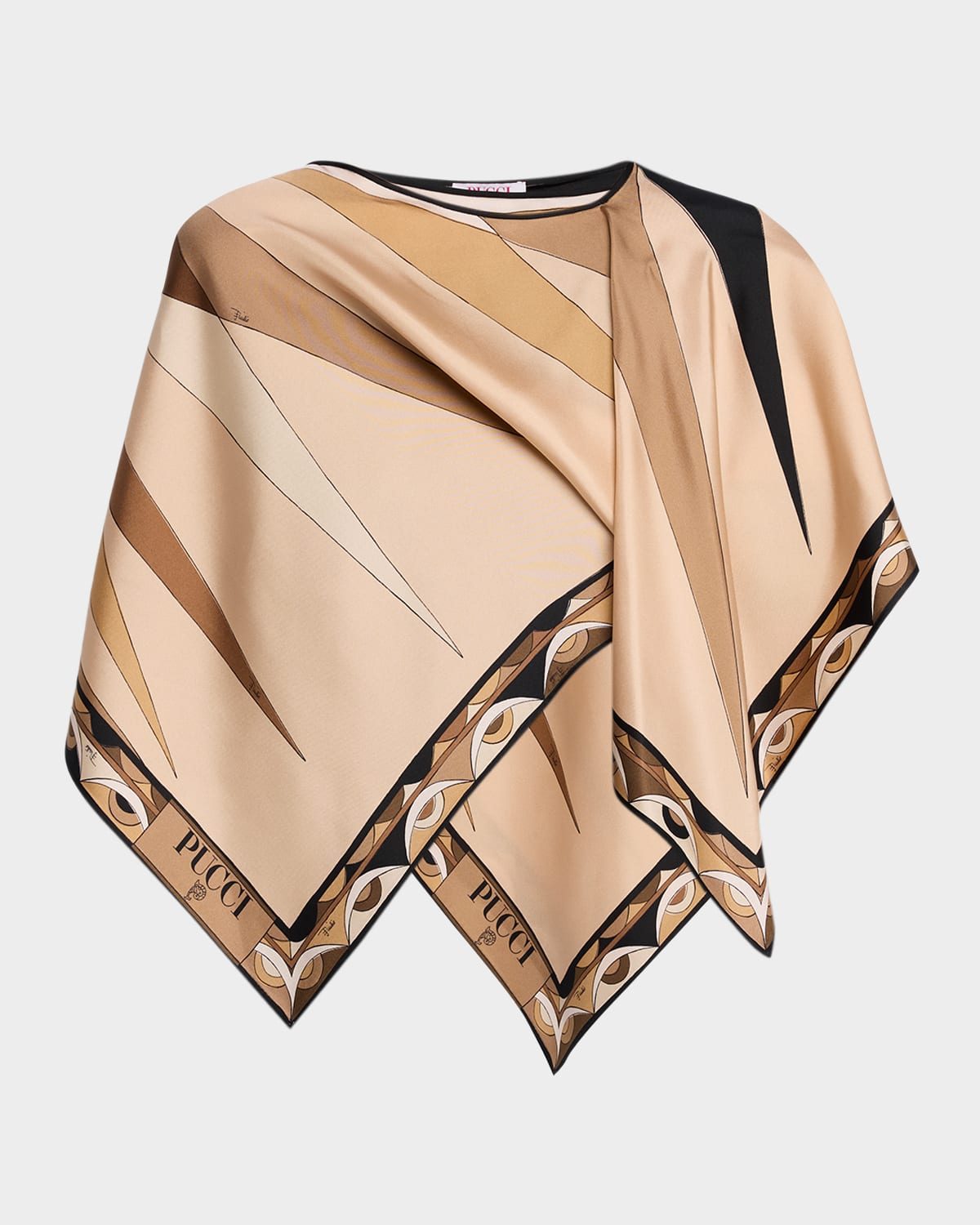 Pucci Volute Silk Twill Cape Blouse