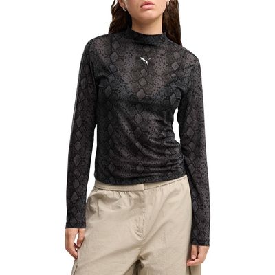 PUMA PUMA AOP Snake Print Long Sleeve Mesh T-Shirt