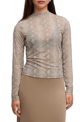 PUMA PUMA AOP Snake Print Mesh Long Sleeve T-Shirt