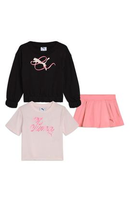 PUMA PUMA Kids' Crewneck Sweatshirt, Graphic T-Shirt & Skort Set