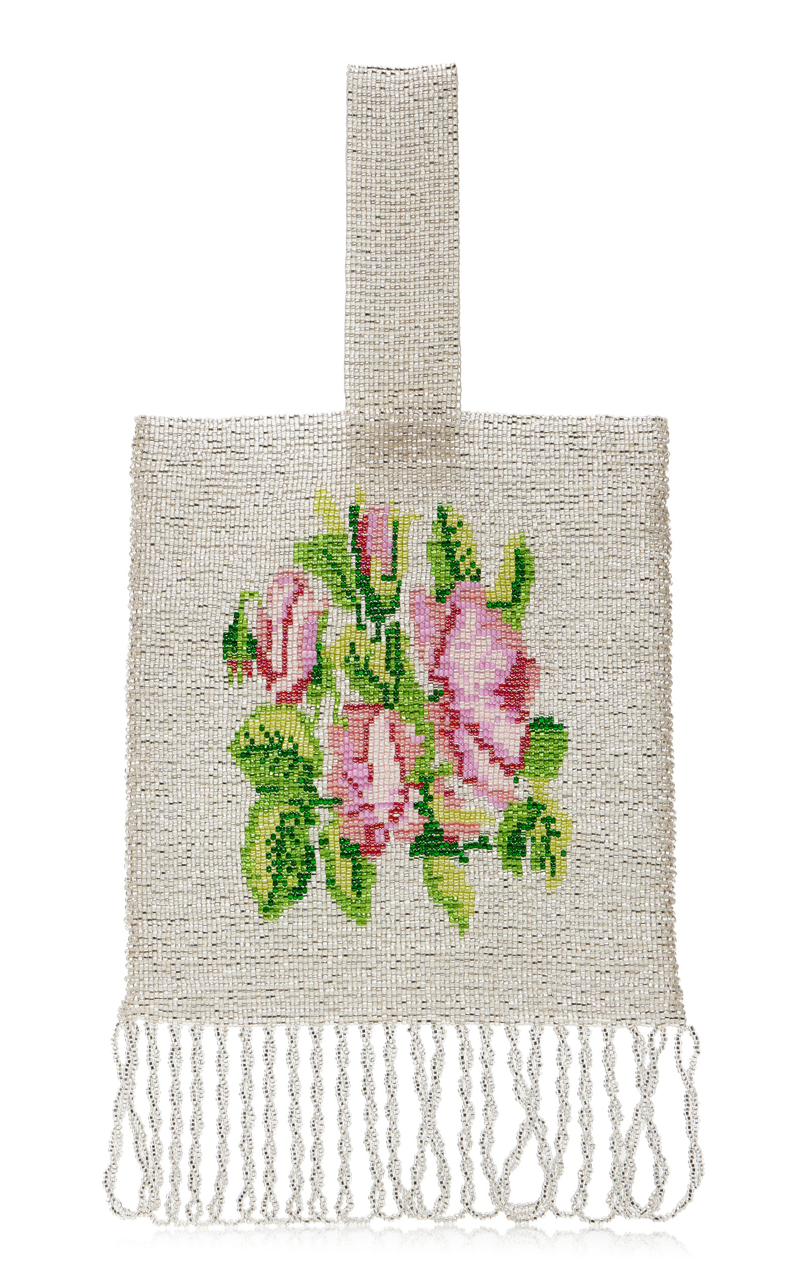 Pura Utz Pura Utz Exclusive Floral Fringed Beaded Pouch