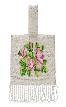 Pura Utz Pura Utz Exclusive Floral Fringed Beaded Pouch