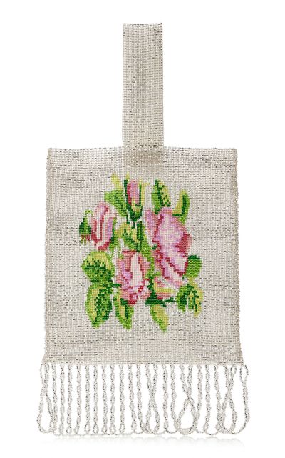 Pura Utz Pura Utz Exclusive Floral Fringed Beaded Pouch