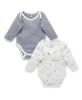 Purebaby Purebaby Boys' 2 pack Long Sleeve Bodysuit
