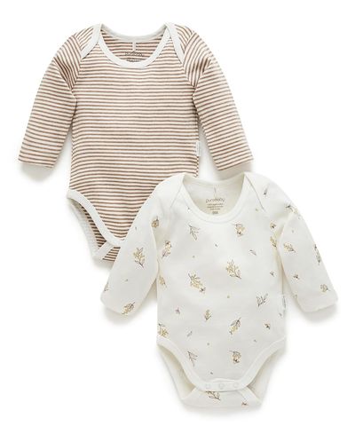 Purebaby Purebaby Boys' 2 pack Long Sleeve Bodysuit