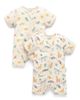 Purebaby Purebaby Boys' 2 Pack Short Sleeve Zip Romper Animal - 1