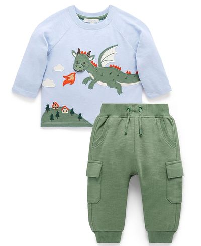 Purebaby Purebaby Boys' Dragon Tee & Cargo Pant Set