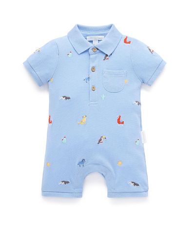 Purebaby Purebaby Boys' Embroidered Polo Romper