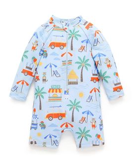 Purebaby Purebaby Boys' Printed Longsleeve Swim Sunsuit