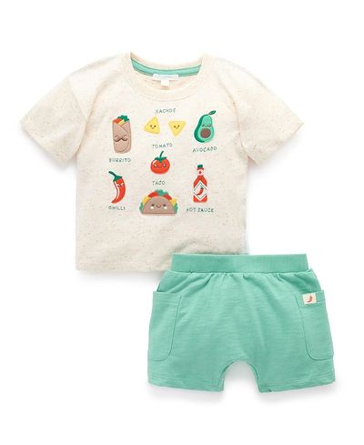 Purebaby Purebaby Boys' Small Bites Tee and Short Set