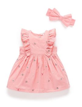 Purebaby Purebaby Broderie Dress & Headband