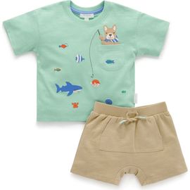 Purebaby Purebaby Catching a Shark Tee & Short Set