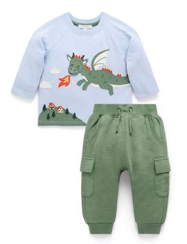 Purebaby Purebaby Dragon Tee & Cargo Pant Set