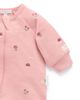 Purebaby Purebaby Embroidered Fleece Zip Baby Girl Footie - 5