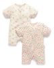 Purebaby Purebaby Girls' 2 Pack Short Sleeve Zip Romper Floral - 1