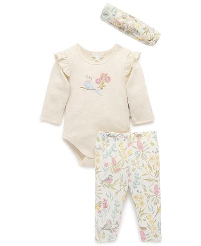 Purebaby Purebaby Girls' 3 Piece Australiana Set with Headband