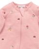 Purebaby Purebaby Girls' Embroidered Fleece Zip Footie - 3