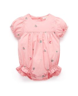 Purebaby Purebaby Girls' Embroidered Floral Bodysuit