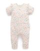 Purebaby Purebaby Girls' Printed Short Sleeve Long Leg Ruffle Romper - 1