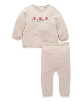 Purebaby Purebaby Girls' Scalloped Knit Set