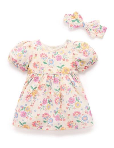 Purebaby Purebaby Linen Blend Dress and Headband Set