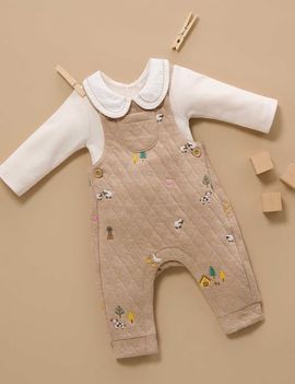 Purebaby Purebaby Quilted Overall and Bodysuit Set