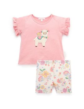 Purebaby Purebaby Ruffle Tee & Bike Short Set