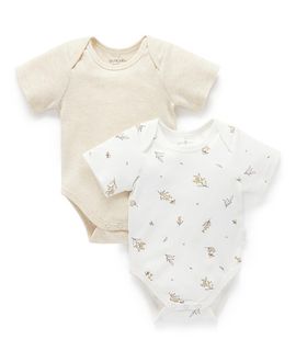 Purebaby Purebaby Unisex 2 Pack Short Sleeve Bodysuit